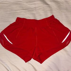 Red Lululemon shorts